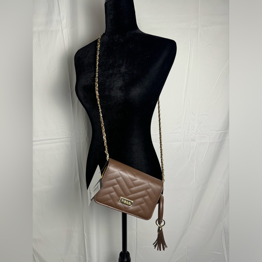 Bebe Brown Chocolate Sophia Crossbody Bag with Keychain